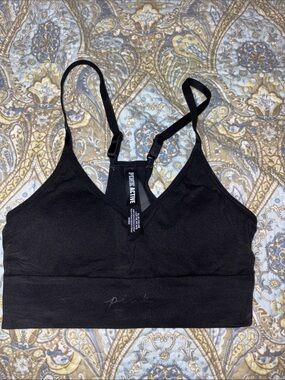 PINK Victoria's Secret Black Low-Impact Seamless Sports Bra